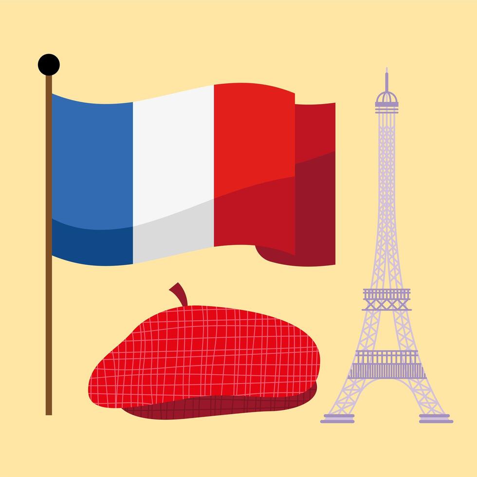 france traditional icons vector