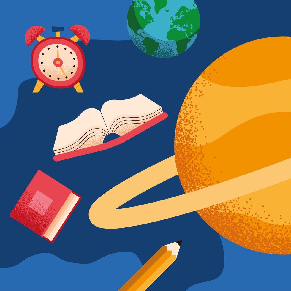 school supplies in the space vector