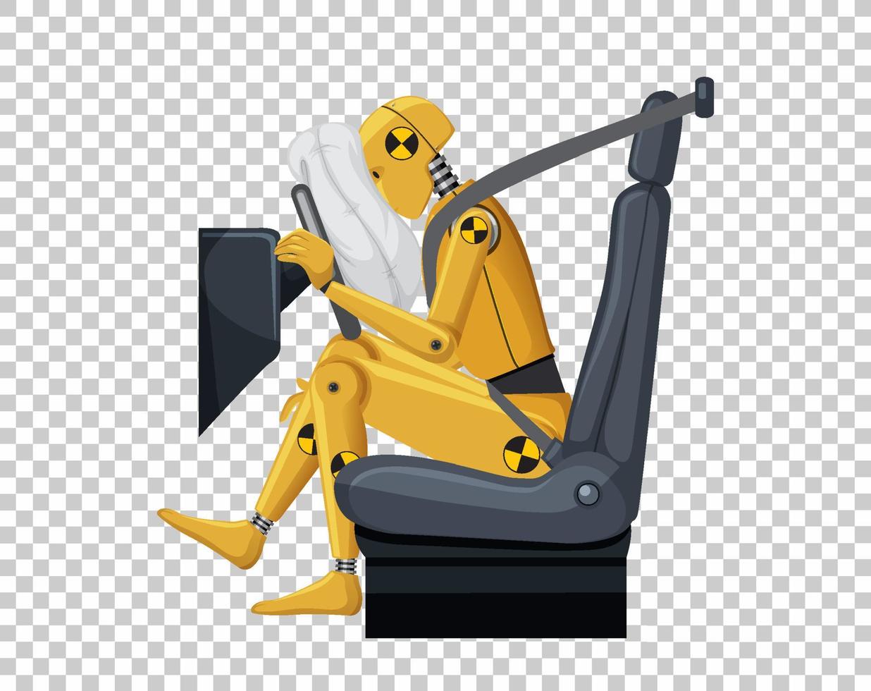 Crash test dummy in a car seat on grid background vector