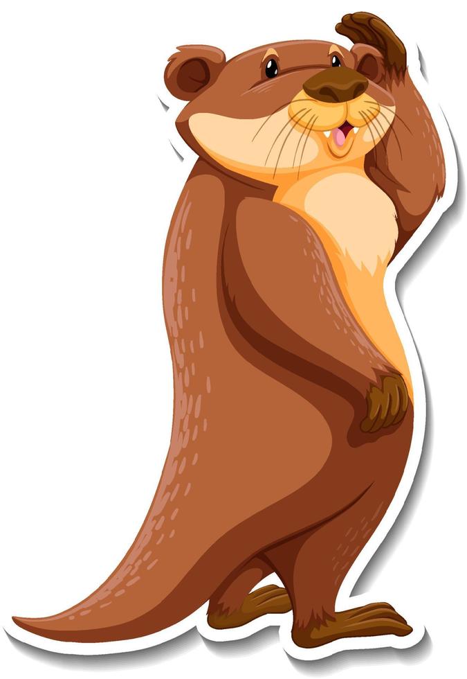 Cute otter wild animal cartoon sticker vector