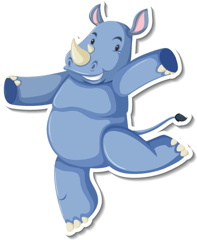 Rhinoceros standing cartoon character sticker vector