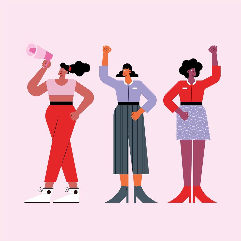 group of girls protesting vector