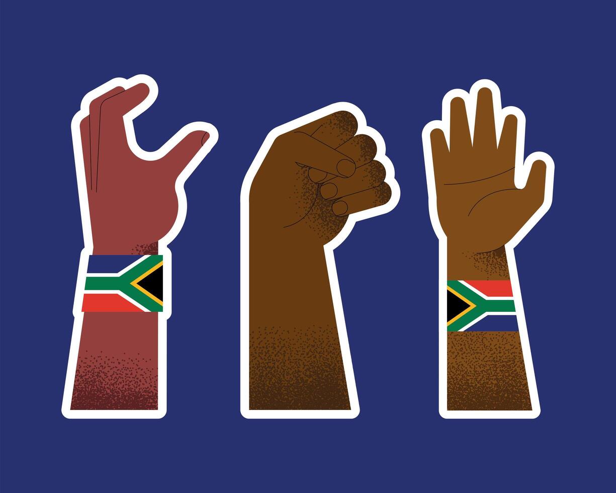 three heritage day hands vector