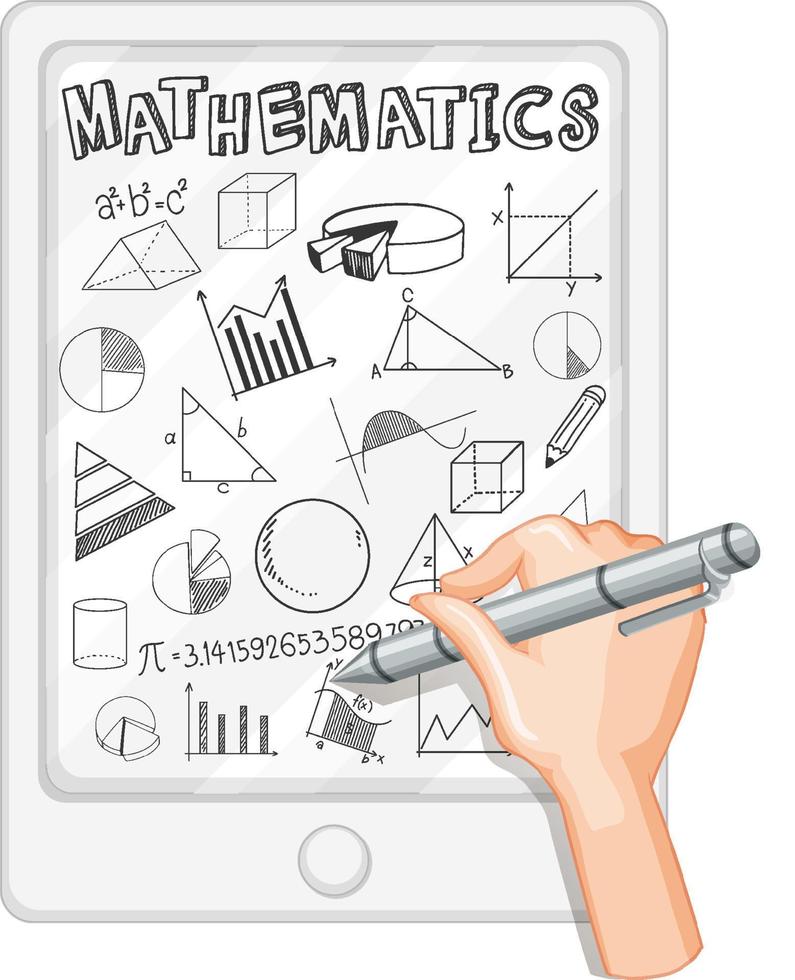 Doodle fórmula matemática con fuente matemática vector