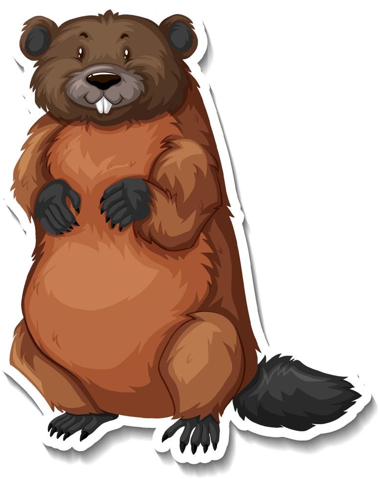 Beaver wild animal cartoon sticker vector