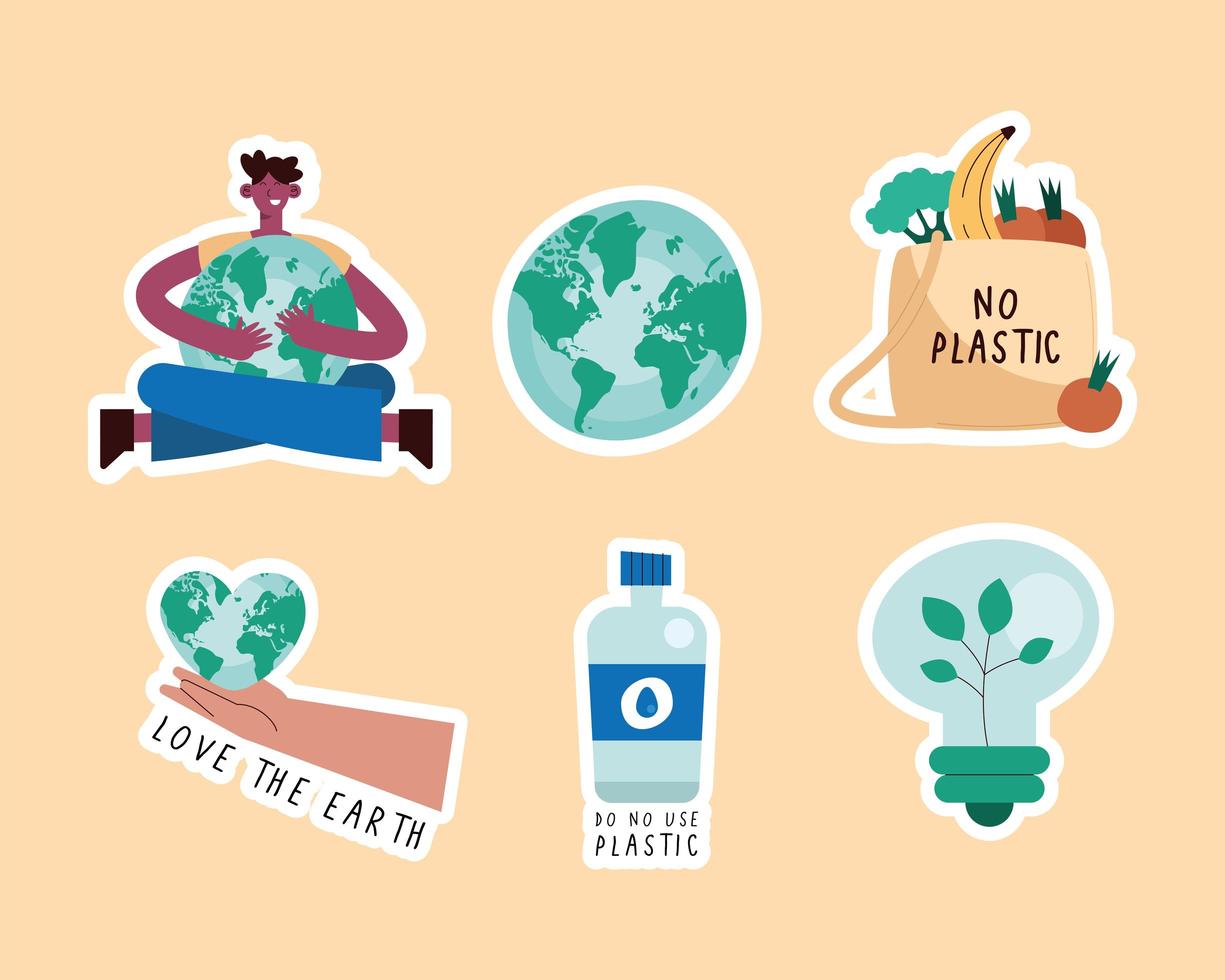 six green lifestyle icons vector