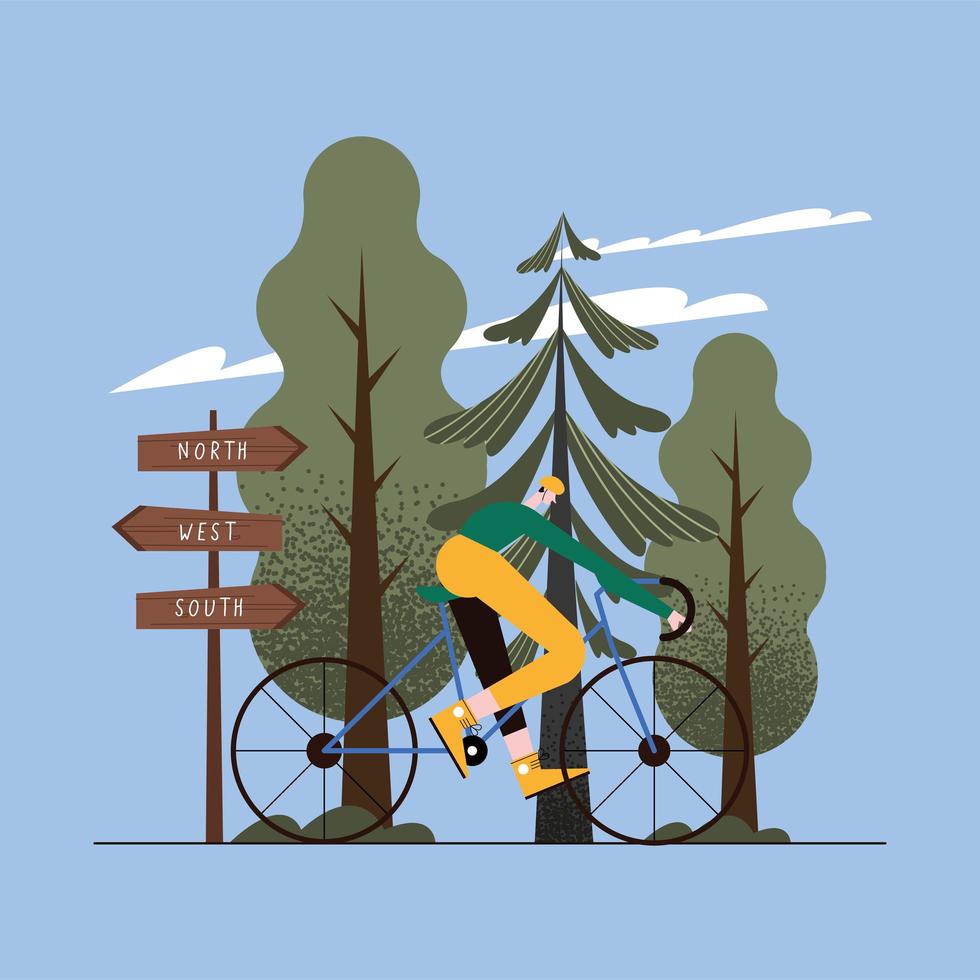 hombre en escena de bicicleta vector