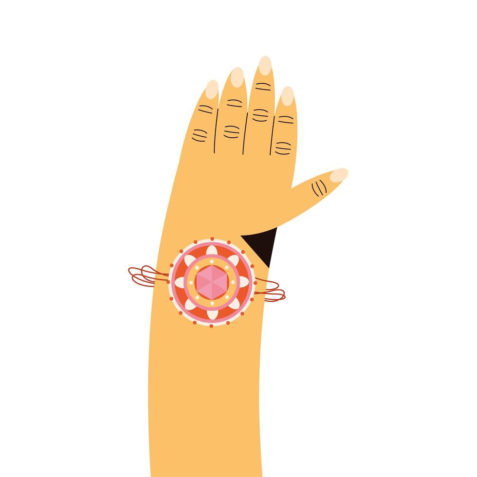 Hand with raksha bandhan wristband vector