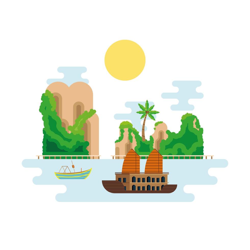 vietnam culture scene vector