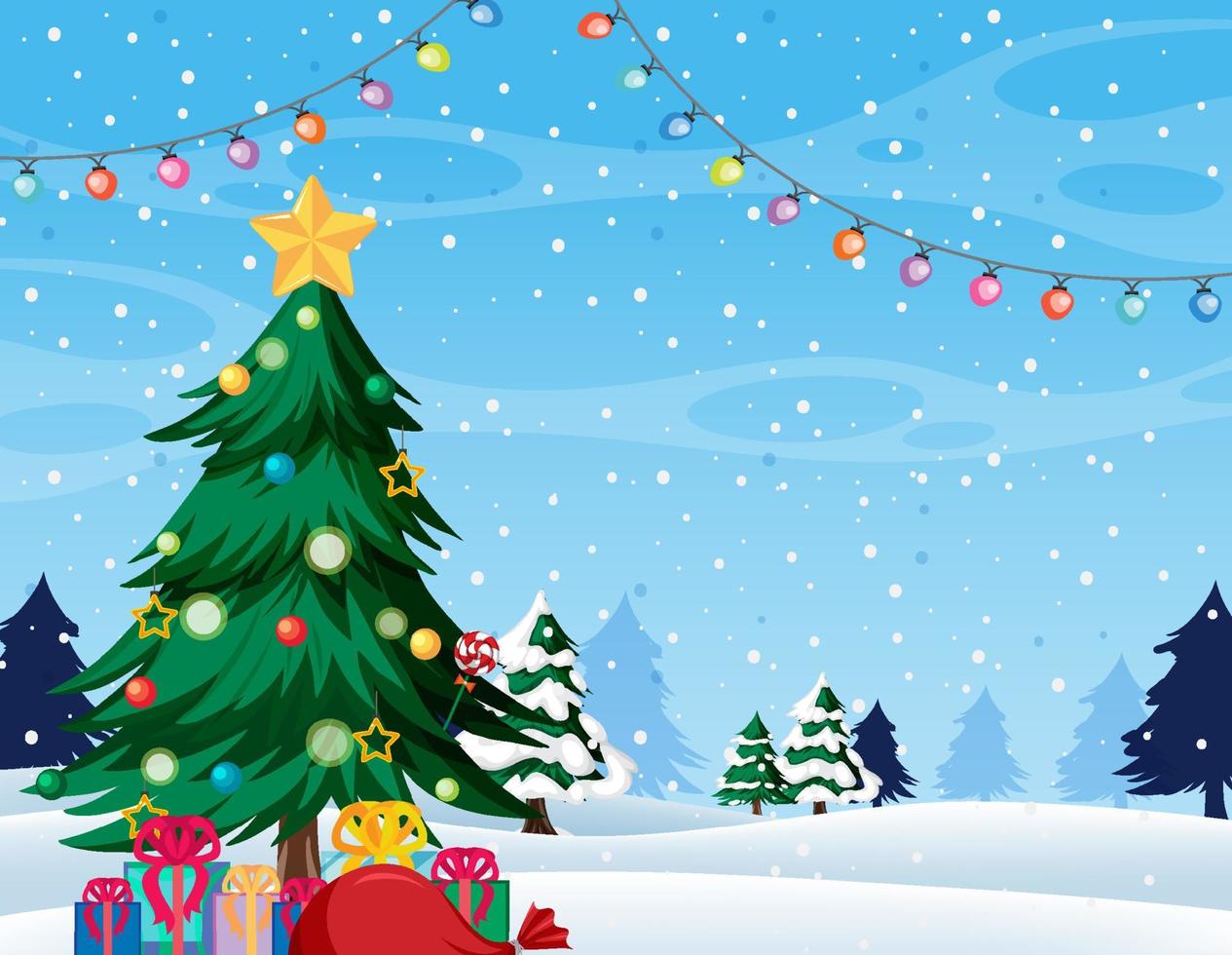 Merry Christmas background template with Christmas tree vector