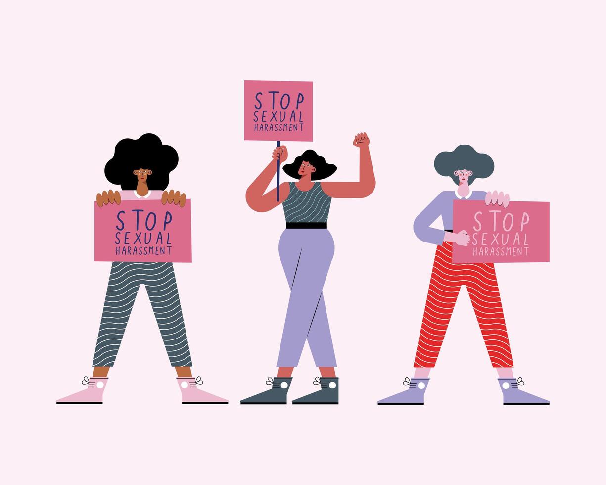 women sexual harassment protesters vector
