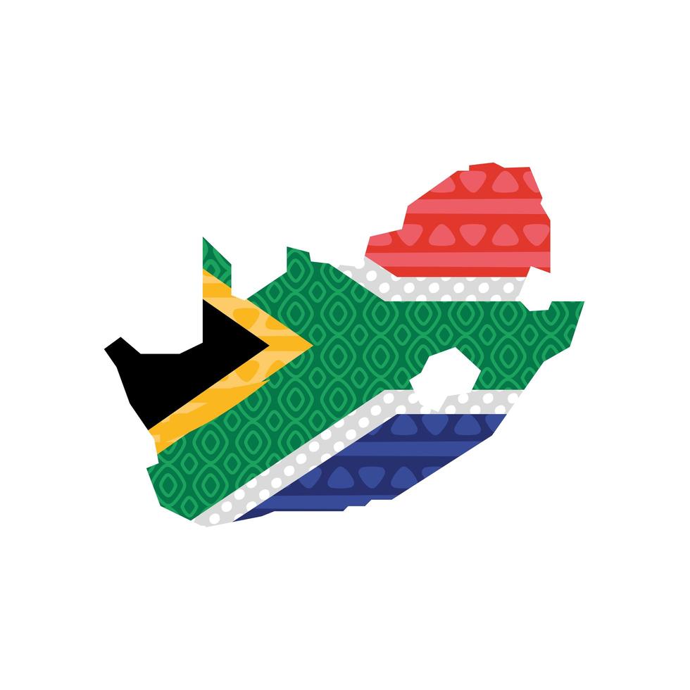 bandera sudafricana en el mapa vector