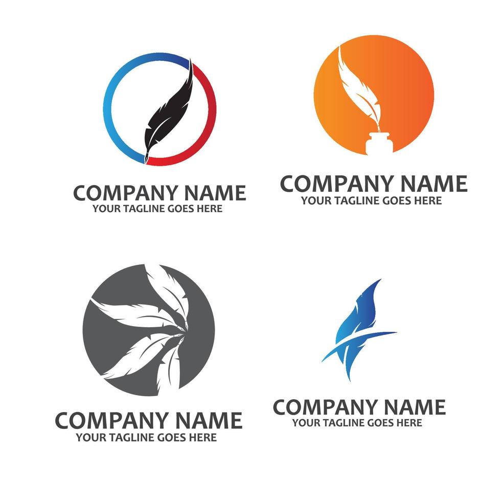 feather pen symbol icon vector logo