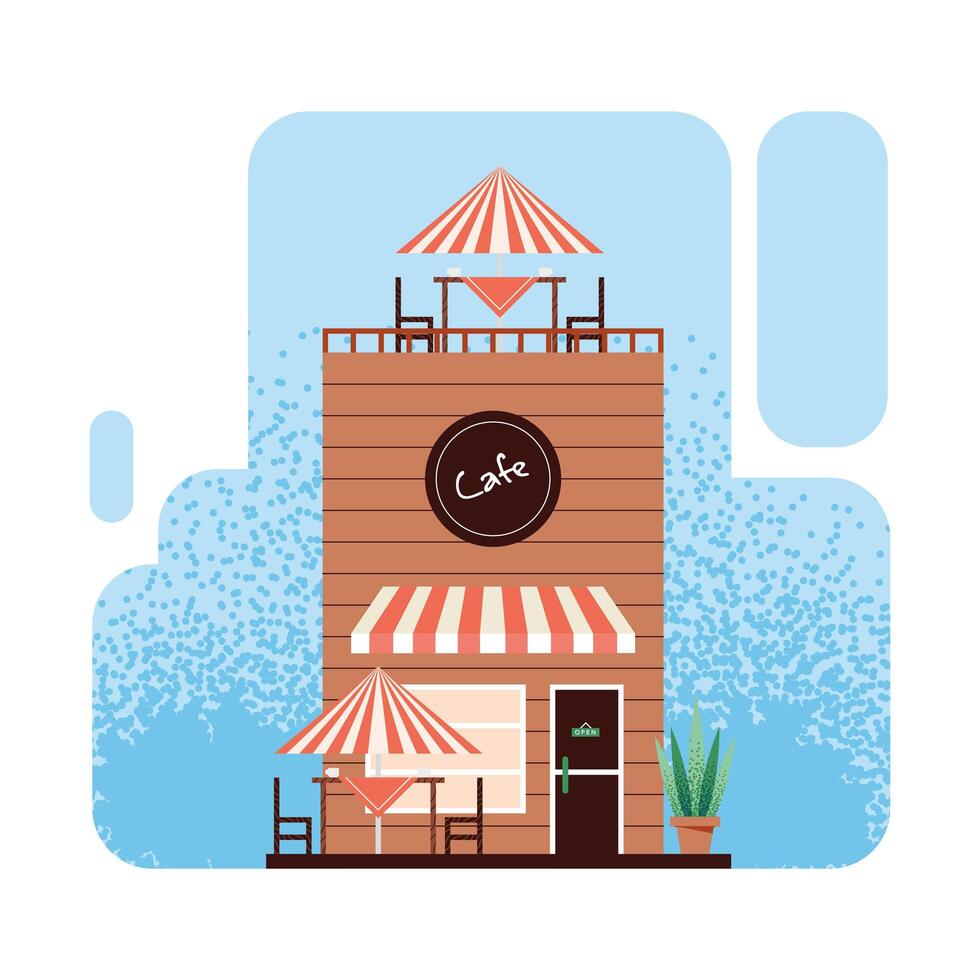 cafe store with terrace vector