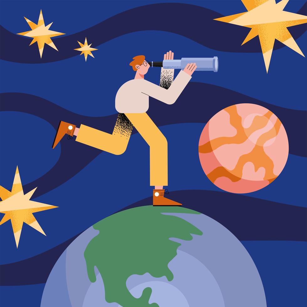 man with telescope vector