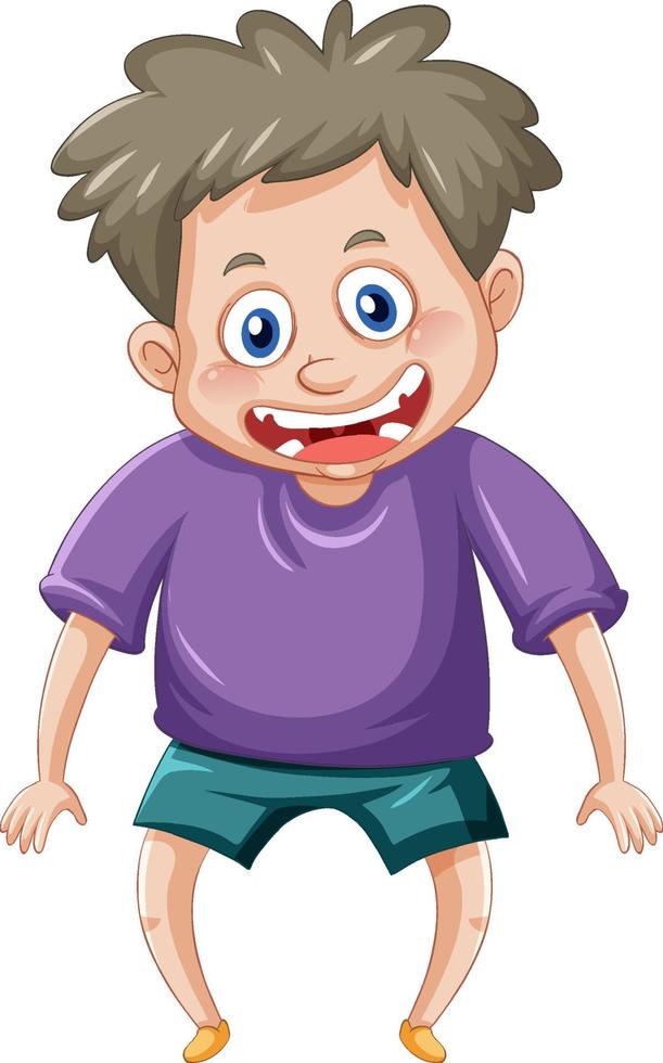 A boy wears purple t-shirt on white background vector