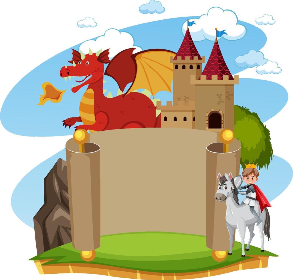 Paper roll template medieval theme vector