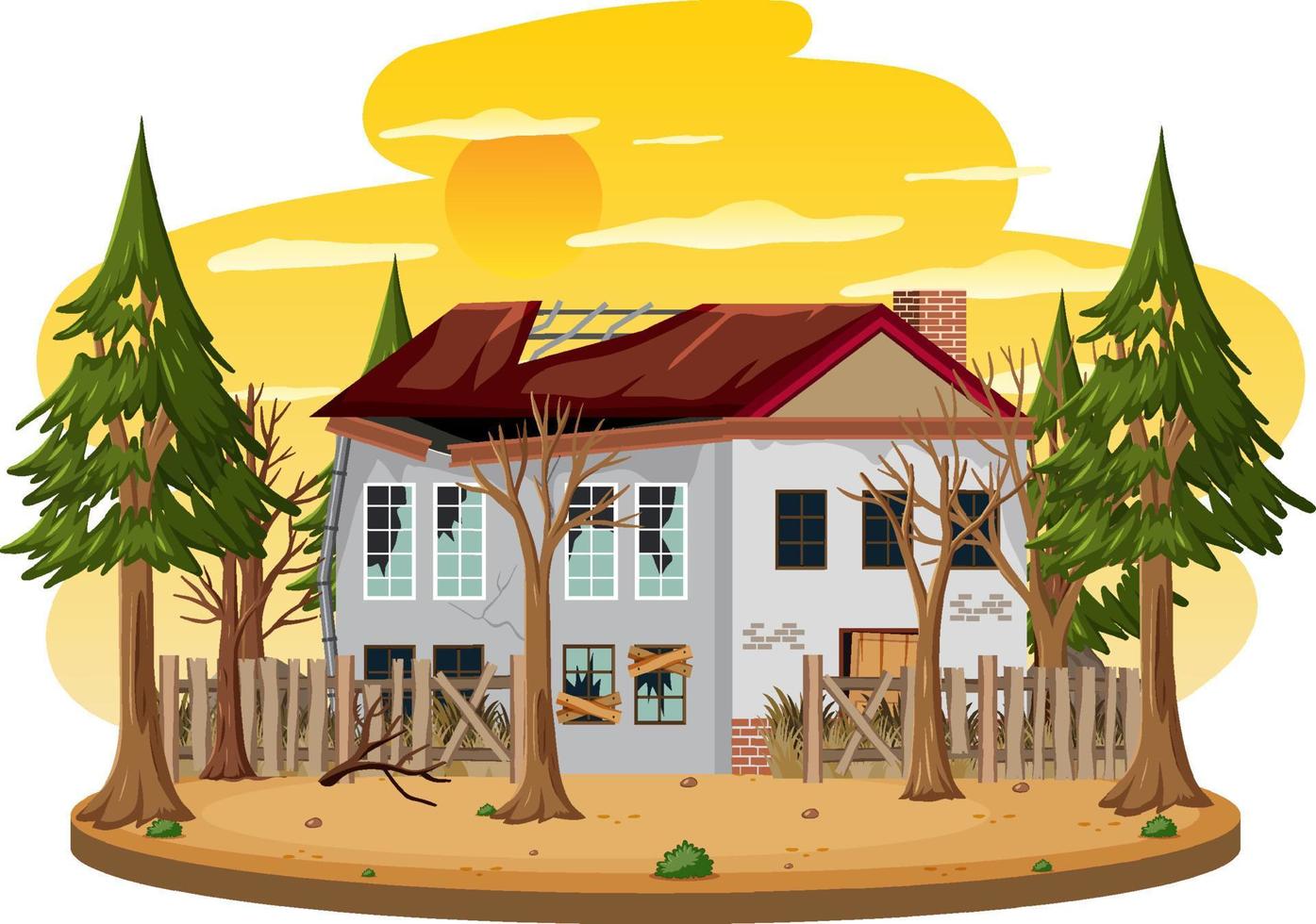 Isolated old broken house in the rural vector