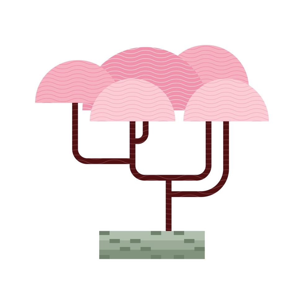 south korean pink tree vector