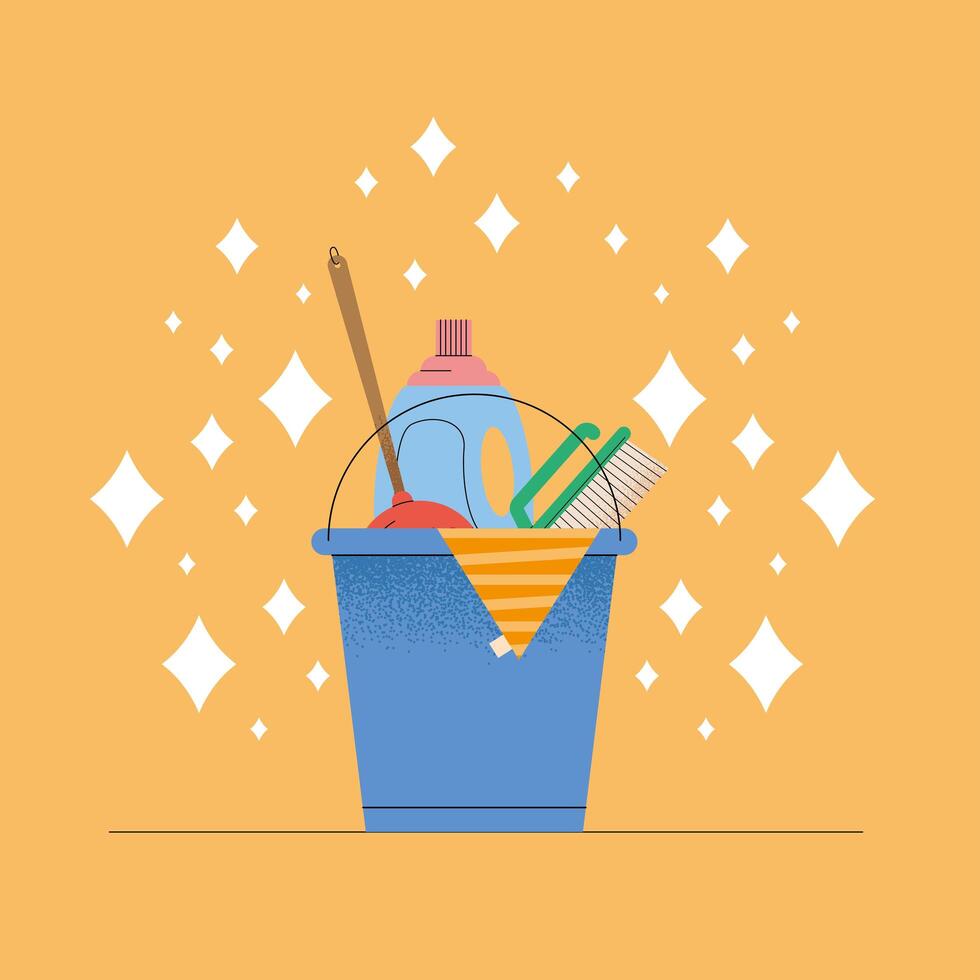 household tools in bucket vector