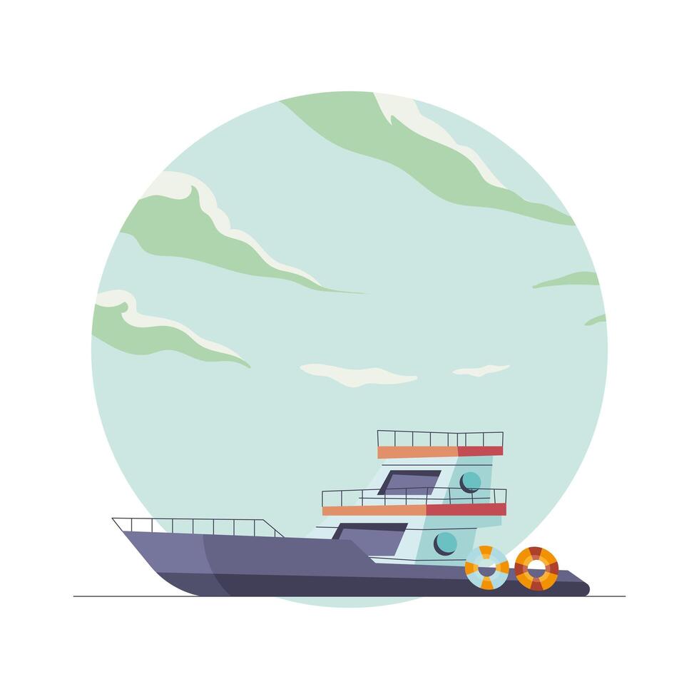 yacht vehicle with floats vector