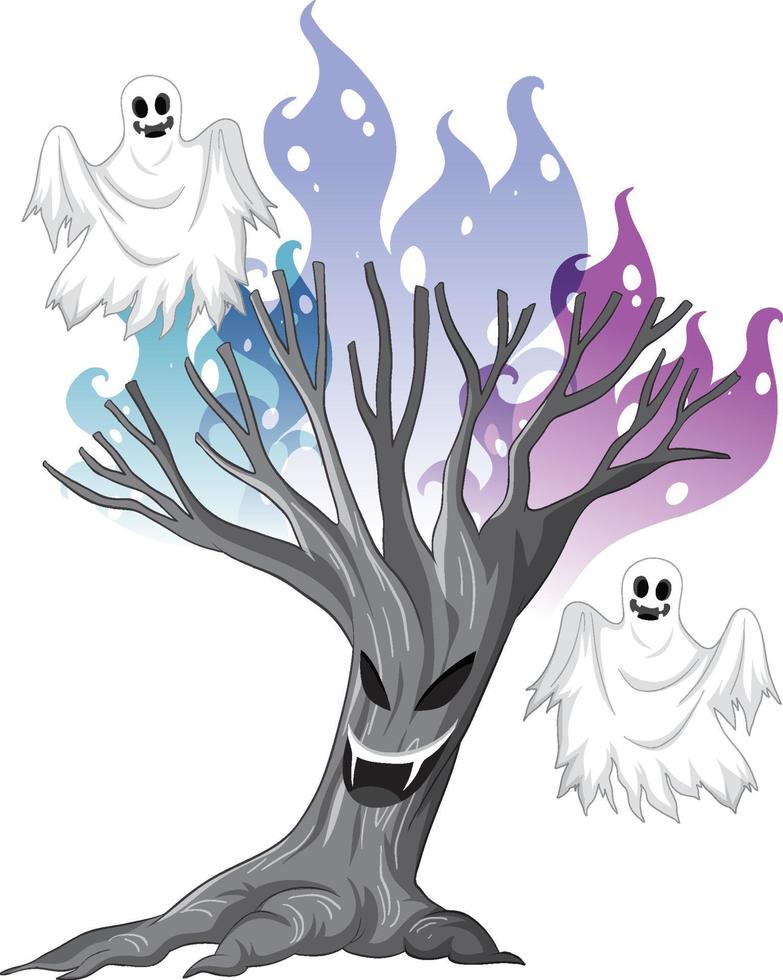 fantasma aterrador con fantasma de espíritu blanco vector