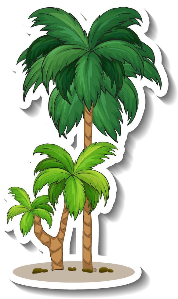 Palm tree sticker on white background vector