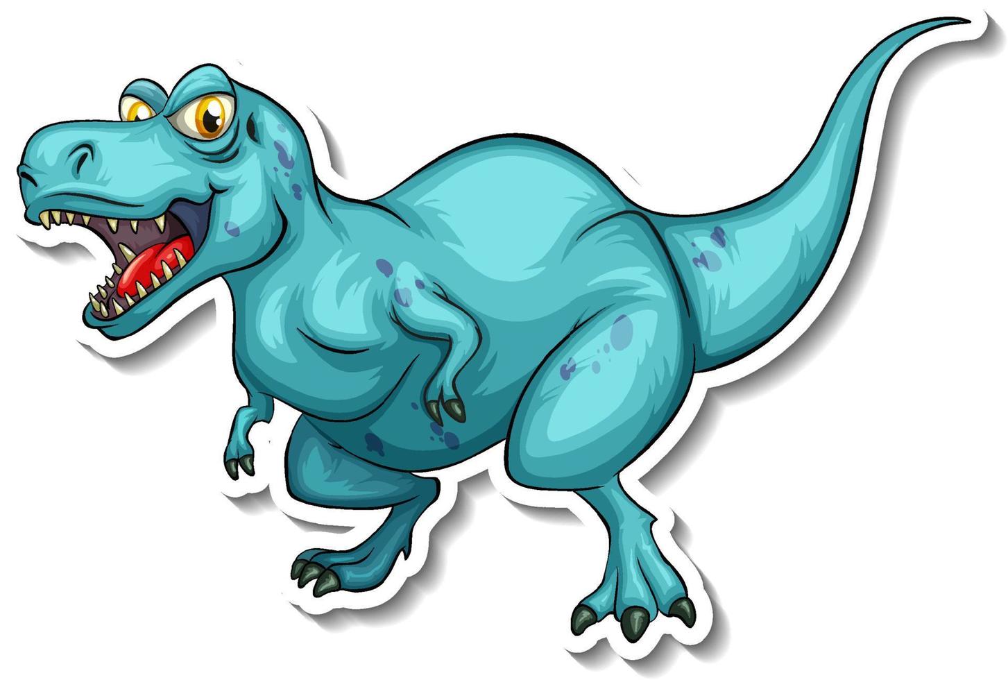 etiqueta engomada del personaje de dibujos animados del dinosaurio tiranosaurio vector