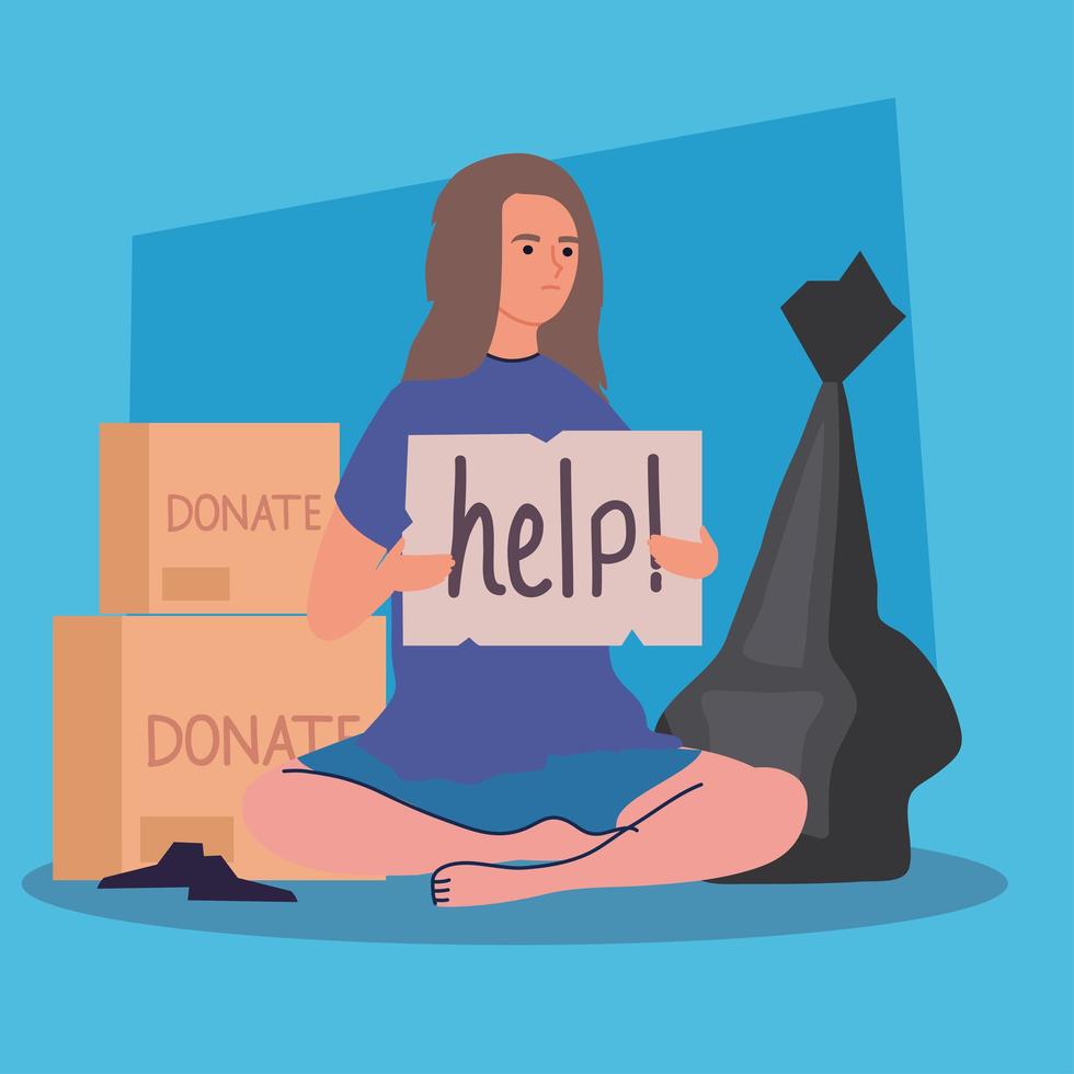 poor woman with label vector