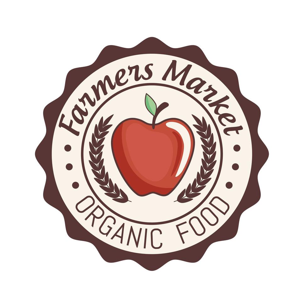 Organic food seal with apple vector