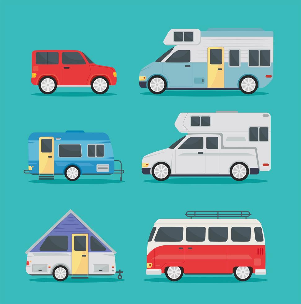camper trailer icon set vector