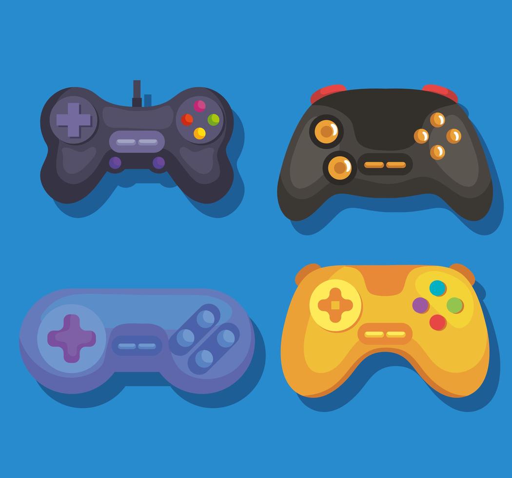 videogame controls icon set vector