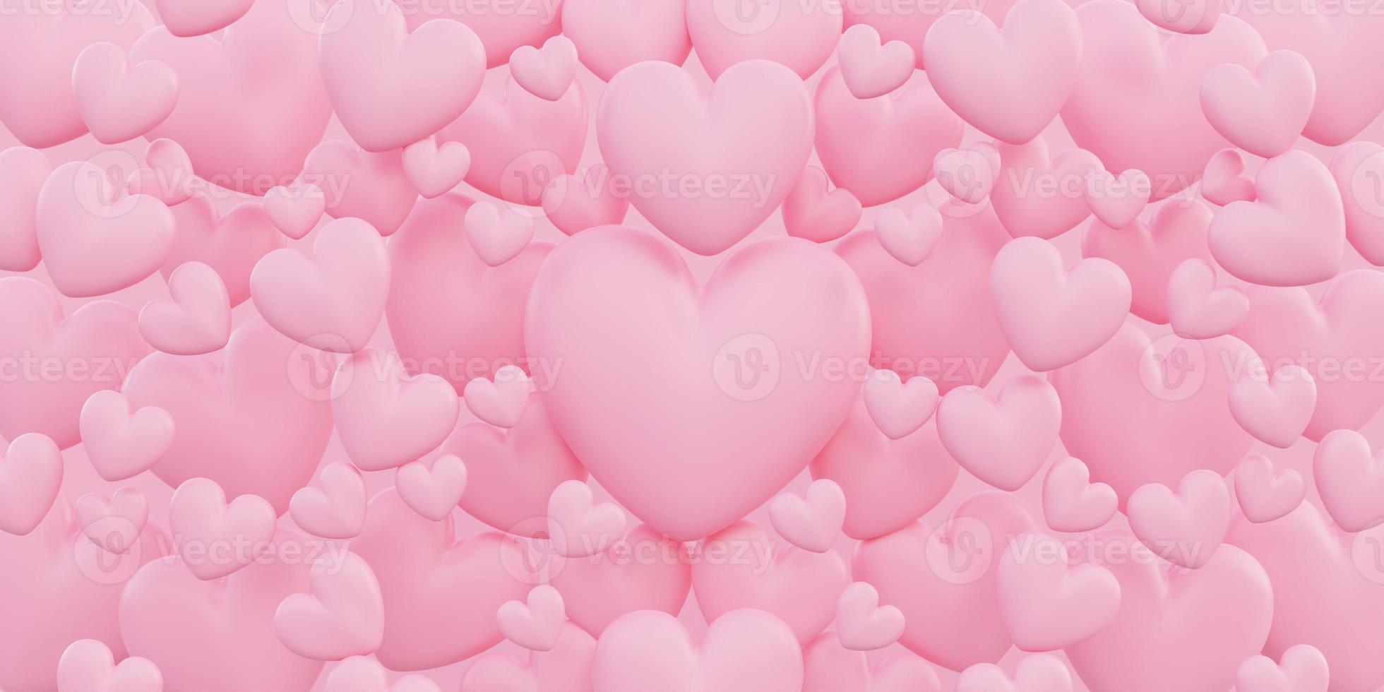 Valentine s day, love concept, pink heart shape overlap background photo