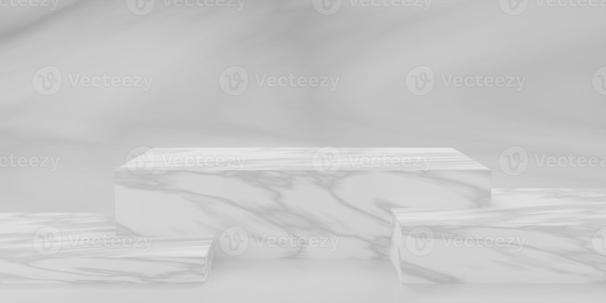 3d marble rectangular podium or pedestal with marble empty studio room, minimal product background, template mock up for display photo