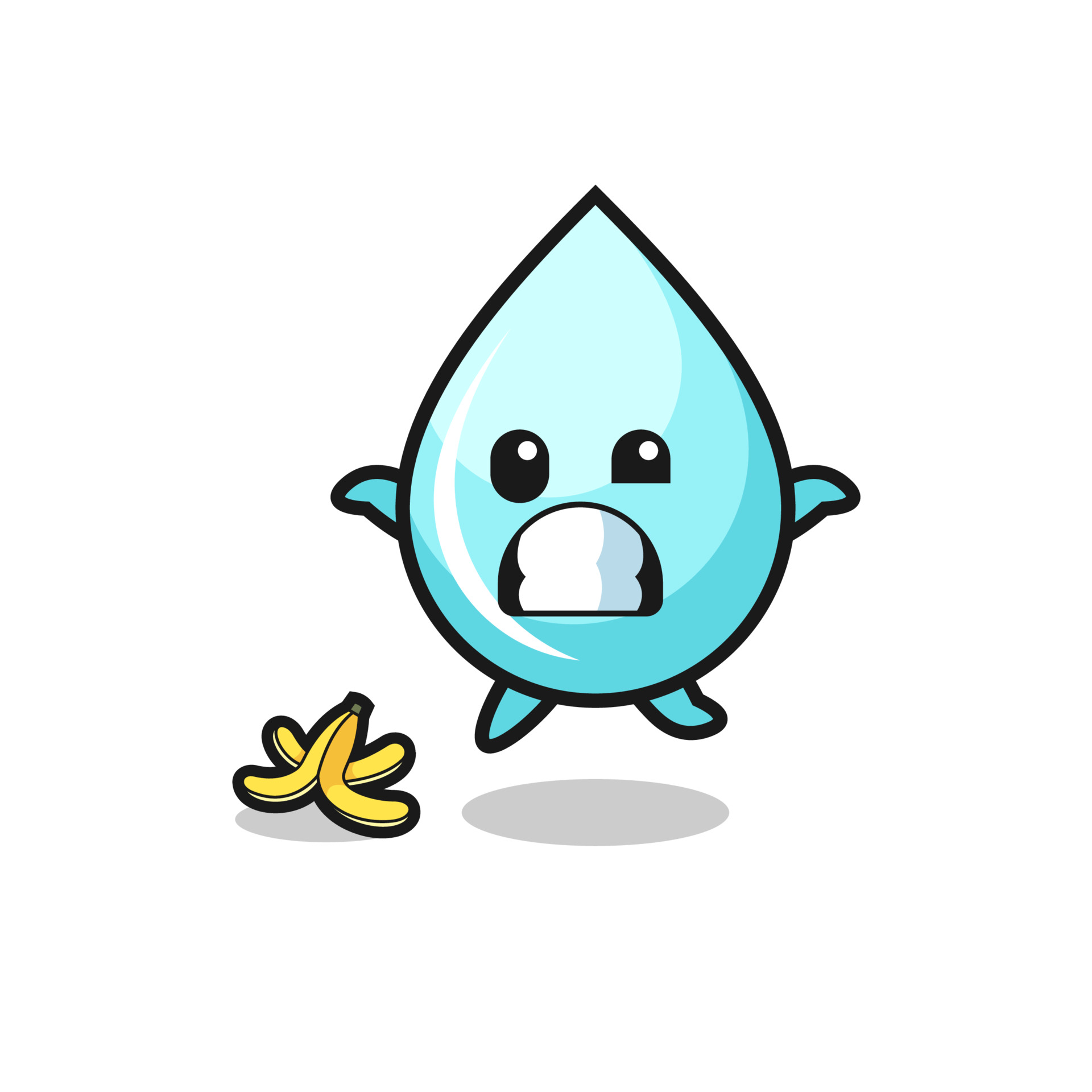water drop cartoon is slip on a banana peel 3823618 Vector Art at Vecteezy water drop cartoon is slip on a banana peel 3823618 Vector Art at Vecteezy