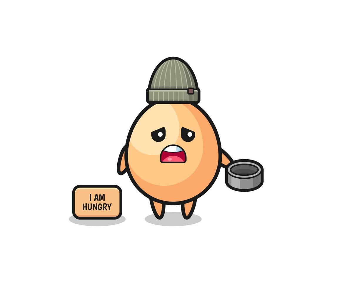 cute egg beggar cartoon character vector