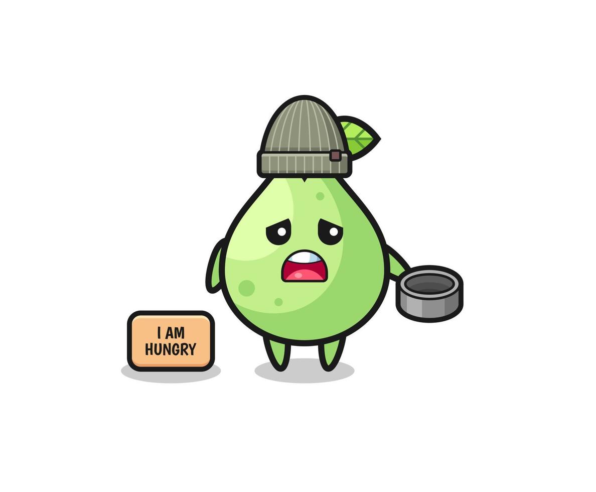 cute guava beggar cartoon character vector