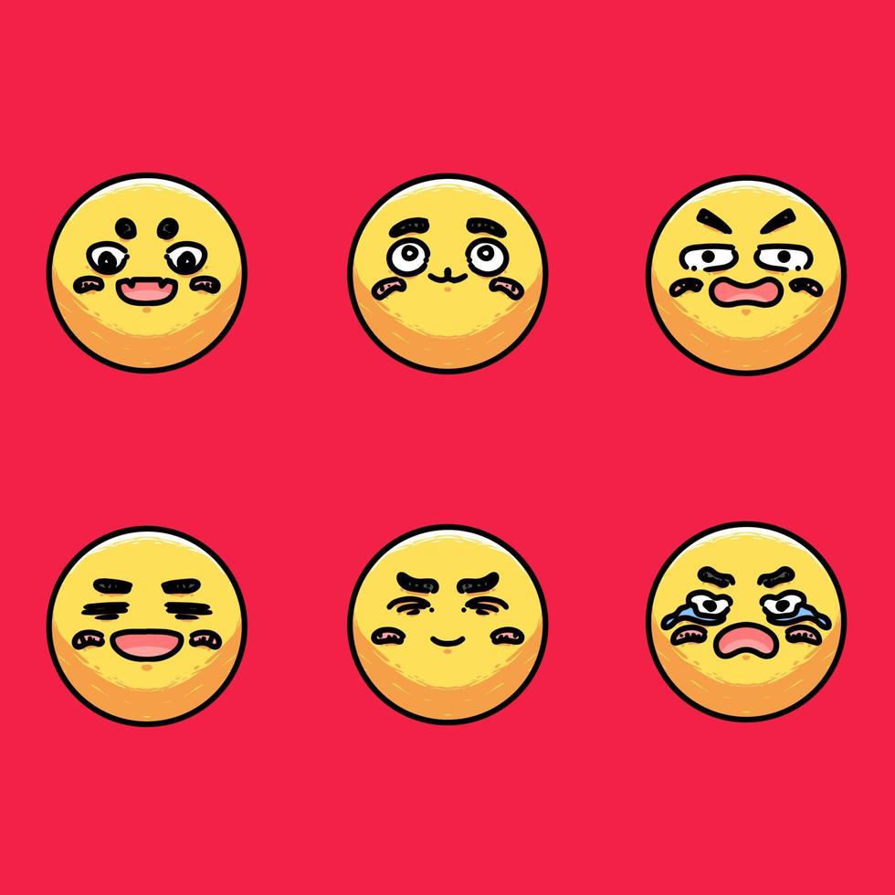 Collection of cute emoji in isolated background vector