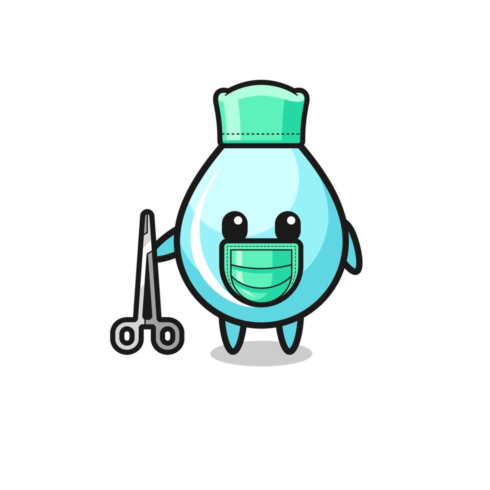 personaje de mascota de gota de agua de cirujano vector