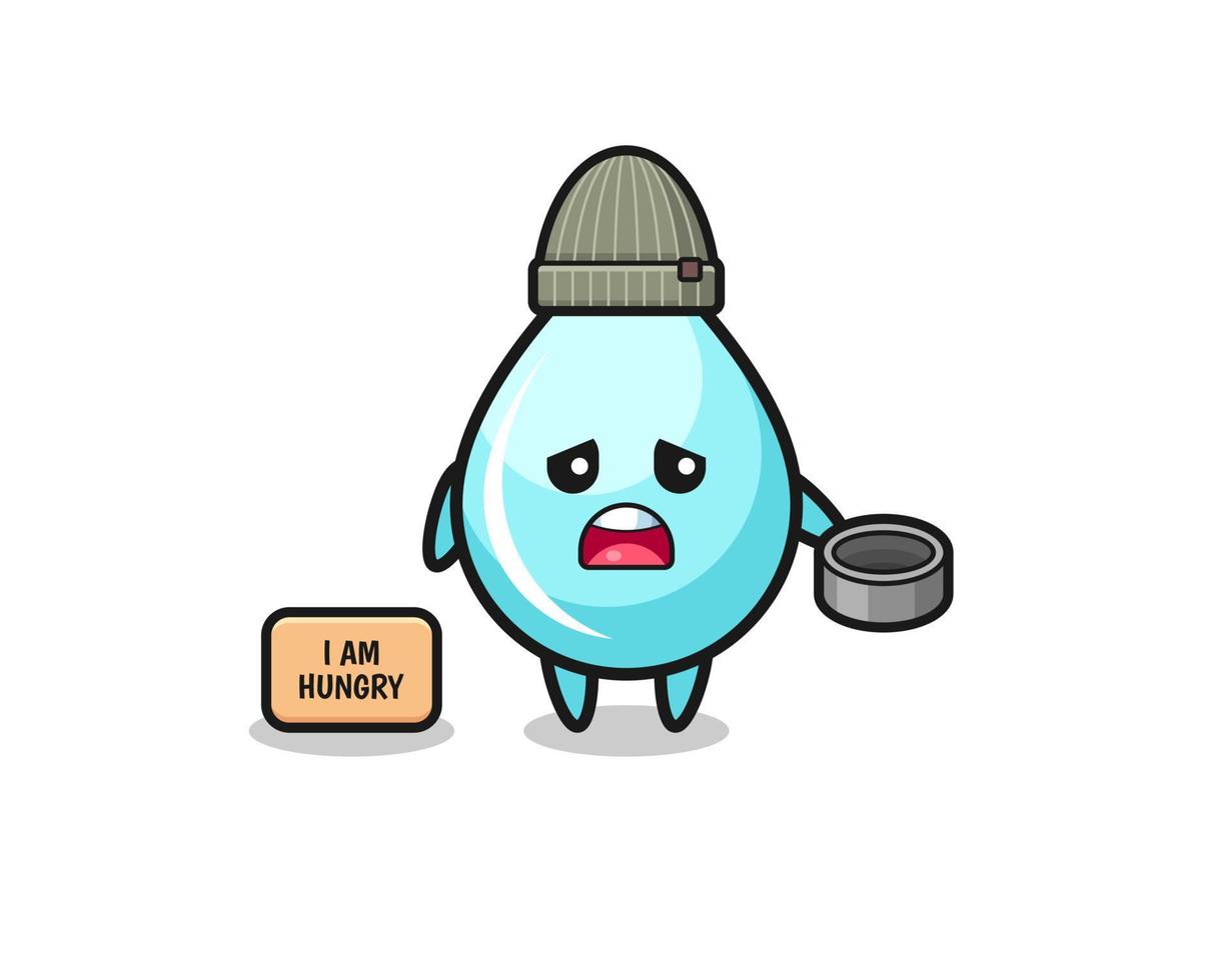 cute water drop beggar cartoon character vector