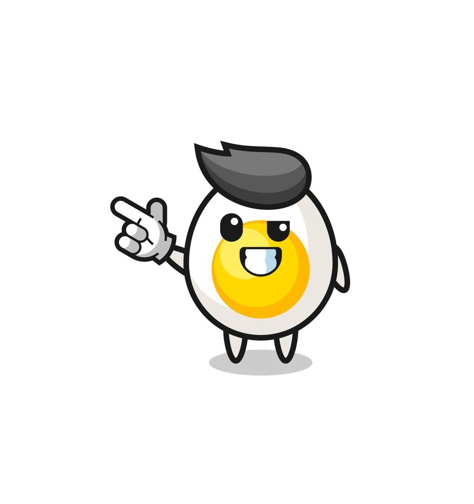 boiled egg mascot pointing top left vector