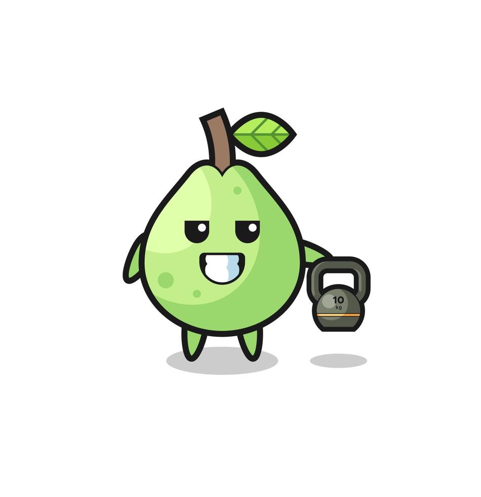 guava mascot lifting kettlebell in the gym vector