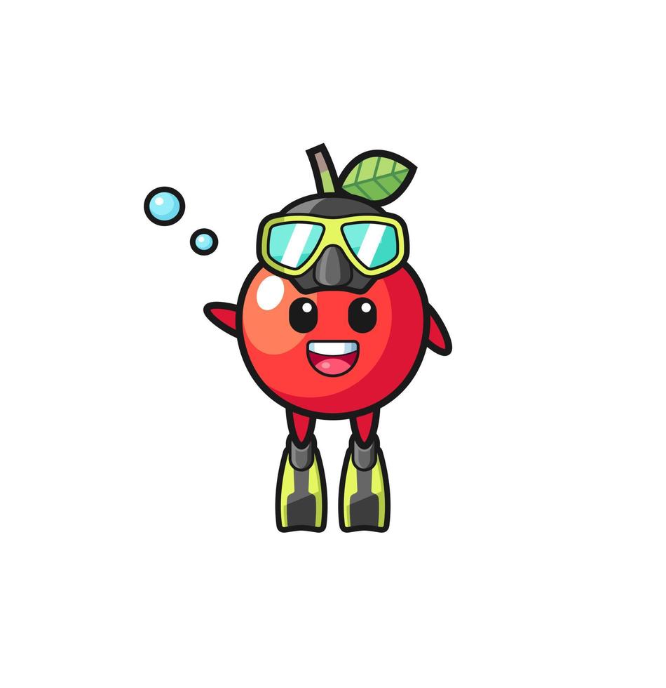 the cherry diver cartoon character vector