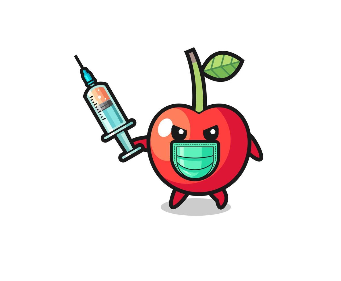 Ilustración de la cereza para combatir el virus. vector