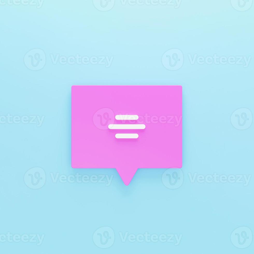 Pink Chat icon isolated on pink background. Speech bubbles symbol. Minimalism concept. 3d illustration 3D render photo