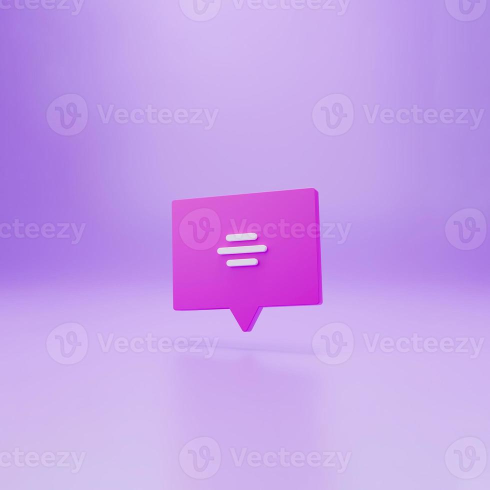 Pink Chat icon isolated on pink background. Speech bubbles symbol. Minimalism concept. 3d illustration 3D render photo