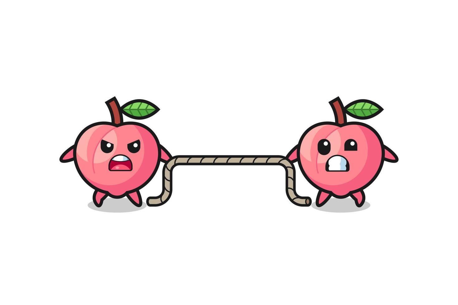 cute peach character is playing tug of war game vector