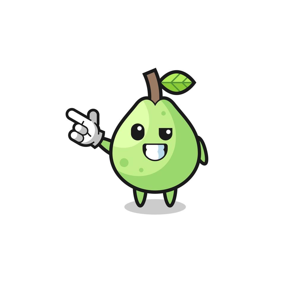 guava mascot pointing top left vector