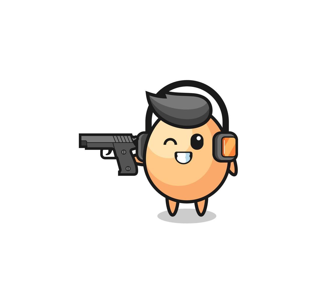 illustration of egg cartoon doing shooting range vector