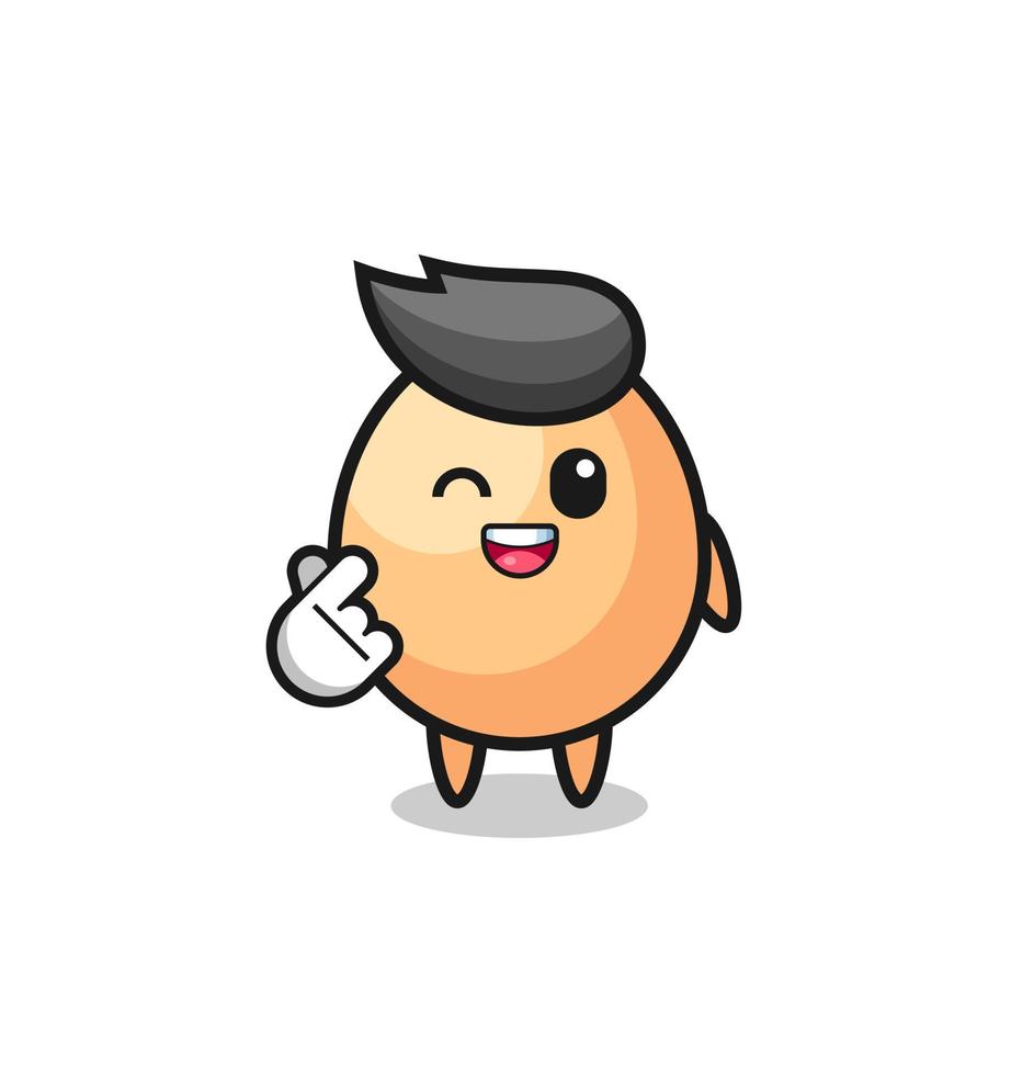 egg character doing Korean finger heart vector